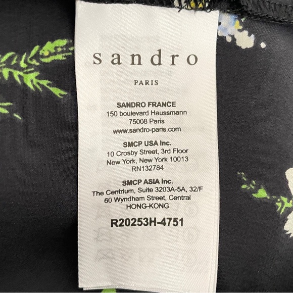 SANDRO Silk Lace Insets Ruffle Black Green Floral Mini Shift Victorian Dress - Picture 10 of 12